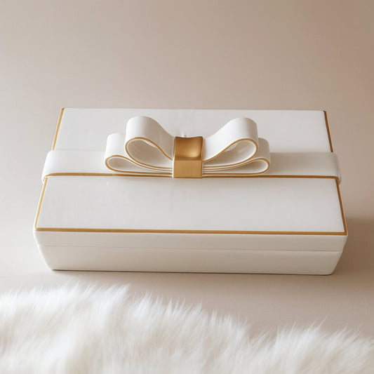 Dea Capodimonte Scatola Bianca con Fiocco Chanel Oro H 10x23x14 cm