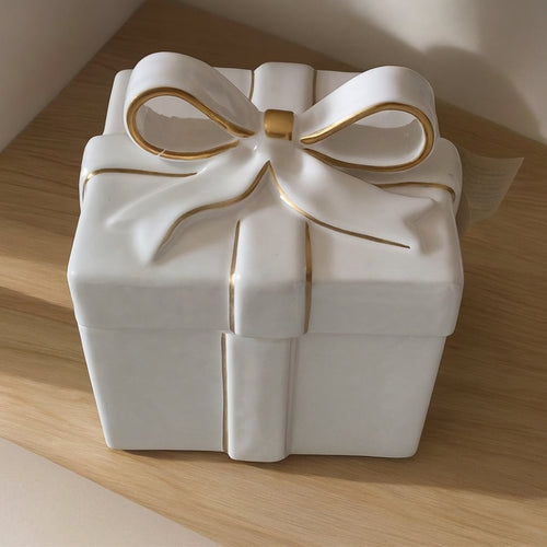 Dea Capodimonte Scatola Bianca con Fiocco Oro H 16x13 cm