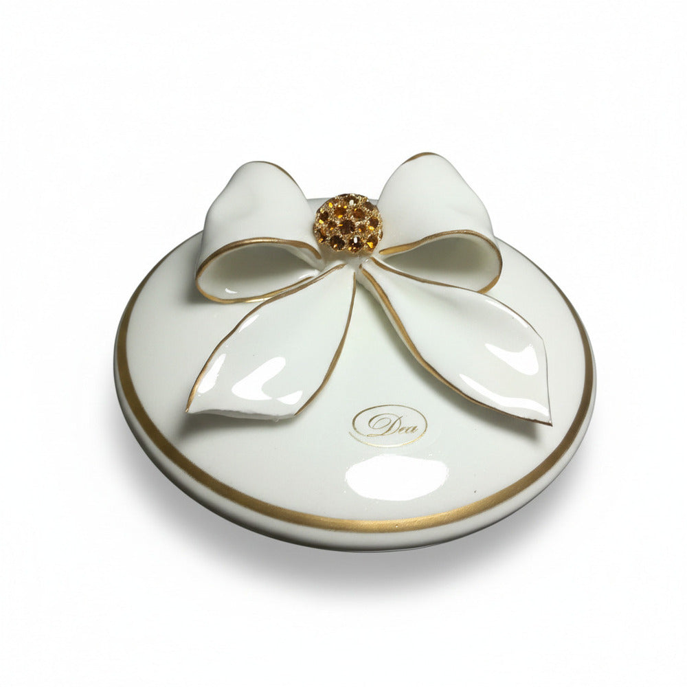 Dea Capodimonte Scatola Bianca con Fiocco e Zircone 14 cm