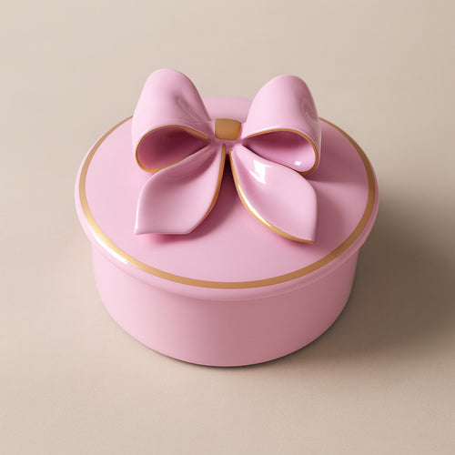 Dea Capodimonte Scatola Rosa Cipria e Oro Ø13xH9,5 cm