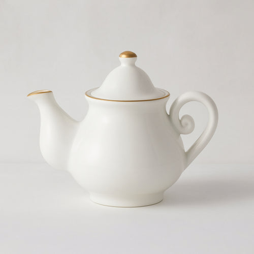 Dea Capodimonte Teiera Bianca con Filo Oro H 12x15 cm