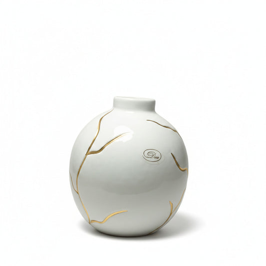 Dea Capodimonte Vasetto con Strisce Oro in Ceramica 17 cm