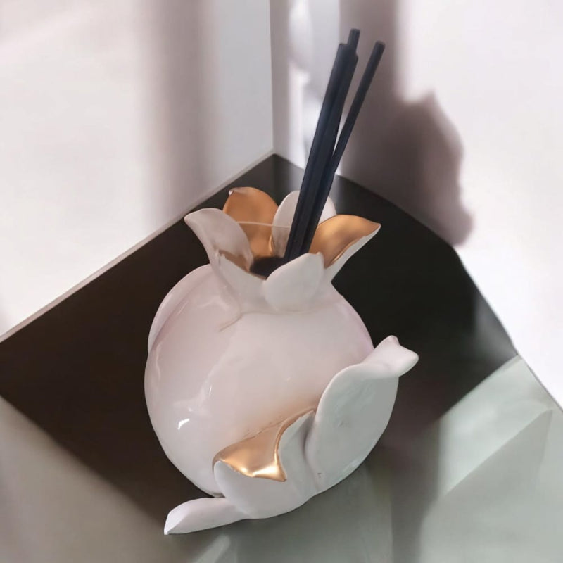 Dea – Diffusore Melograno Capodimonte Bianco con Filo Oro