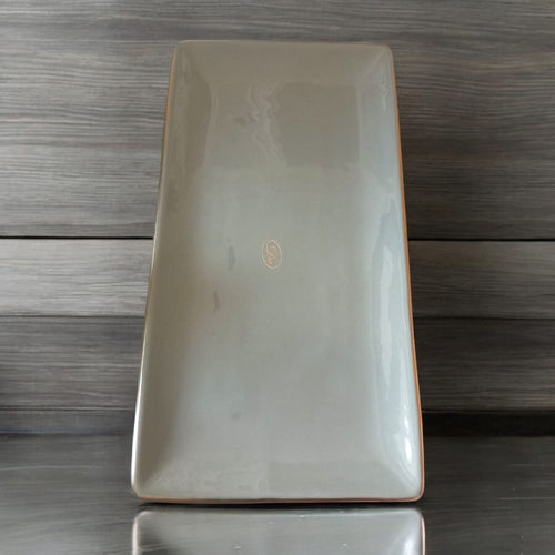 Dea Capodimonte Vassoio Verde Salvia con Filo Oro 14,5x29 cm