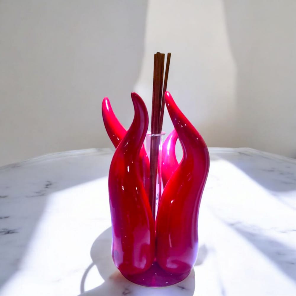 Diffusore Profumo Fiamma Portacandela in Ceramica di Capodimonte H18 cm