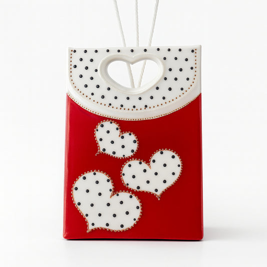 Diffusore Sharon porcellana rosso shopper bag cuore 16 cm