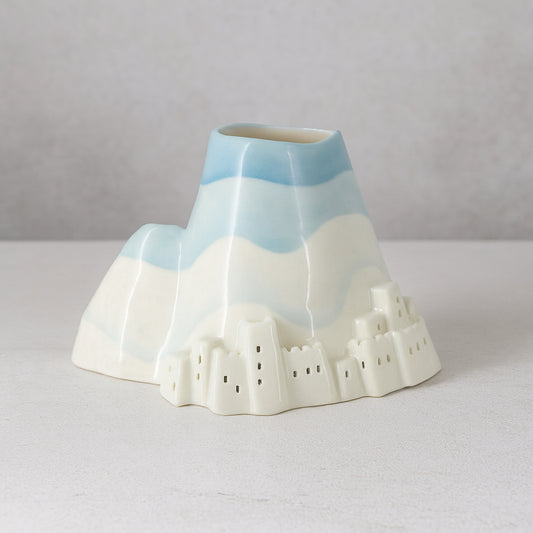 Diffusore Vesuvio Ser in porcellana Capodimonte celeste H 10x16 cm