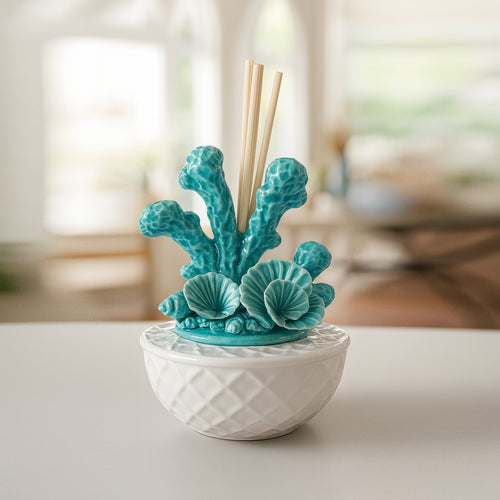 Sharon Diffusore Ambiente Ocean Ceramica Bianco Acquamarina Ø11xH12 cm