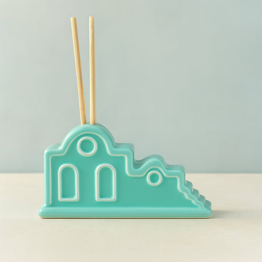Diffusore d’ambiente Sharon in porcellana verde mare Linea Mediterraneo 14x8 cm