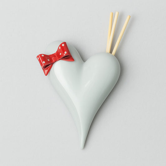 Diffusore da parete Cuorematto in porcellana a forma di cuore con fiocco 