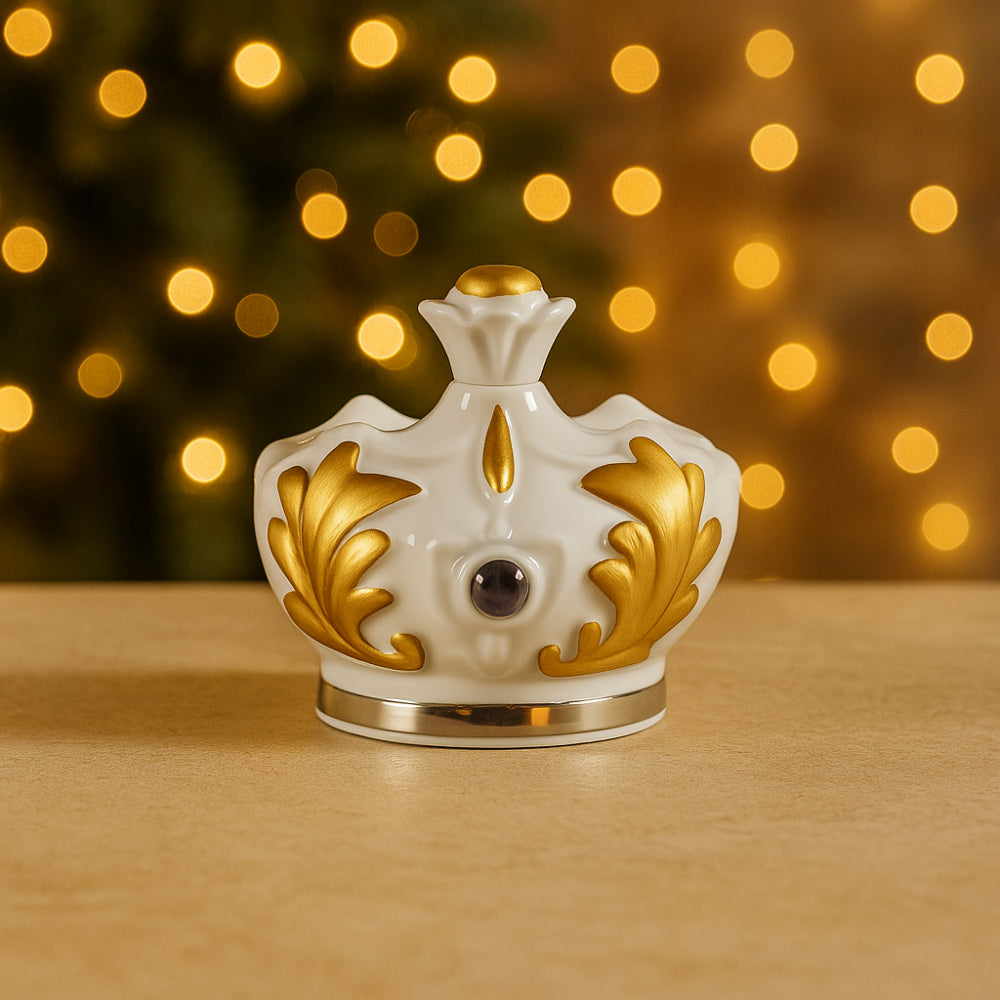 Diffusore in porcellana Sharon a forma di corona bianco e oro 15 cm – Le Favole