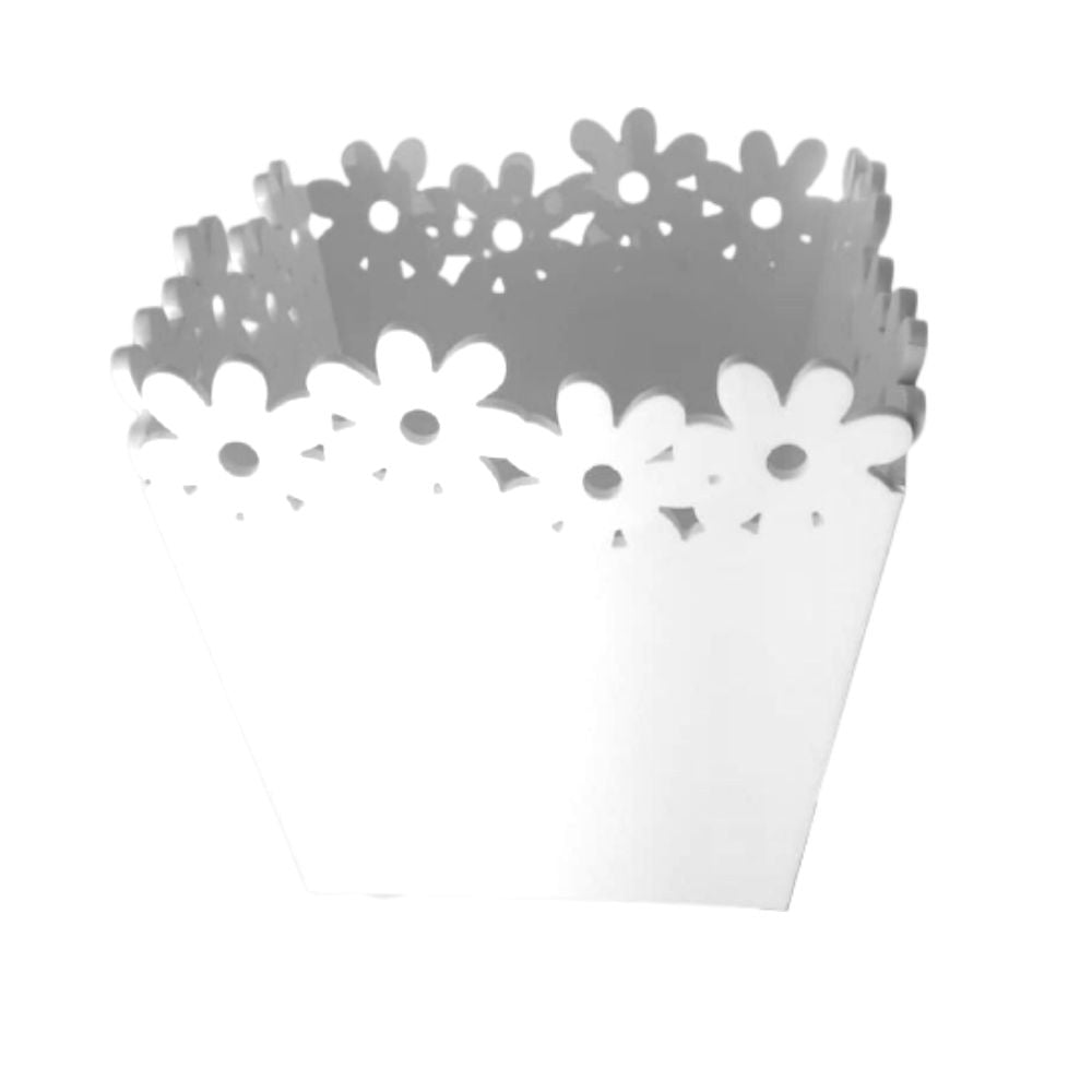 Dillo Vaso Bianco Ottico Moderno In Acrilico H.18 x 20 X 20 Cm Design Taglio Laser