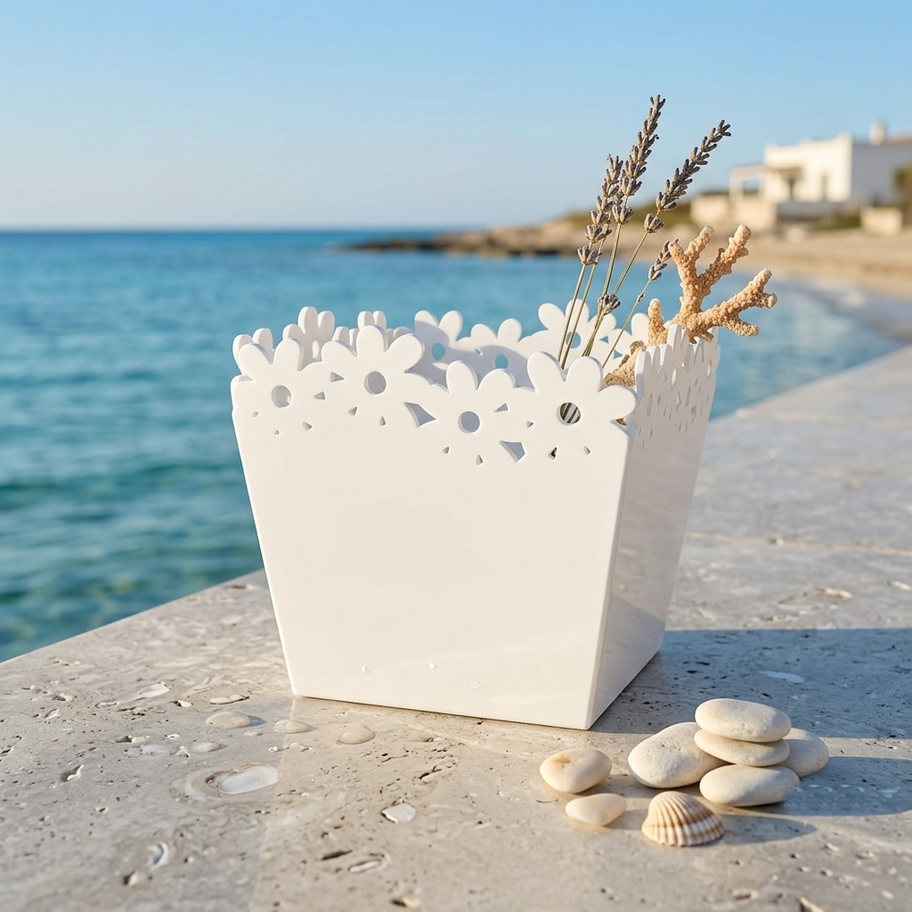 Dillo Vaso Bianco Ottico Acrilico Design H 18x20 cm