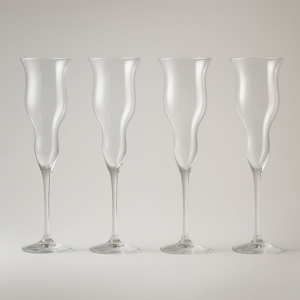 Dives – Set 4 Pz Calici Flute Crystal Bibolo (190 ml, H 25,5 cm, Bicchieri per Spumante e Champagne)