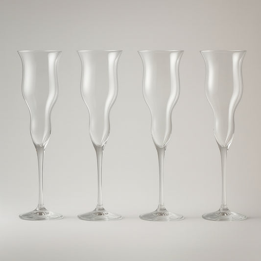 Dives – Set 4 Pz Calici Flute Crystal Bibolo (190 ml, H 25,5 cm, Bicchieri per Spumante e Champagne)