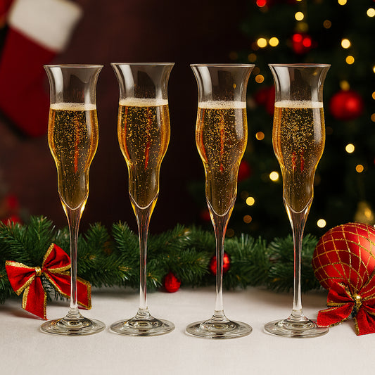 Dives – Set 4 Pz Calici Flute Crystal Bibolo (190 ml, H 25,5 cm, Bicchieri per Spumante e Champagne)