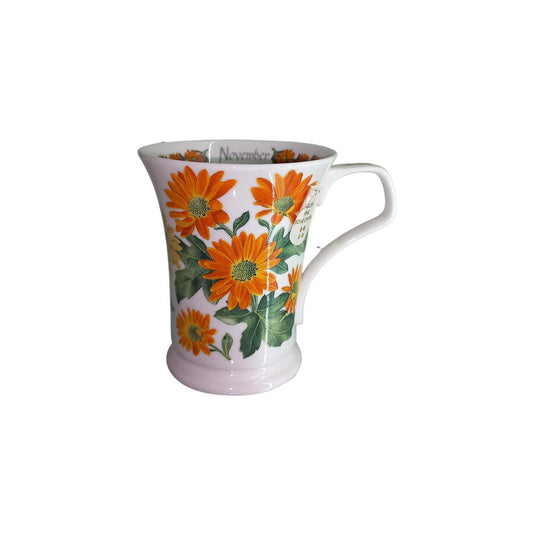 Dunoon Tazza Mug Fiori Del Mese 10cm In Porcellana Novembre