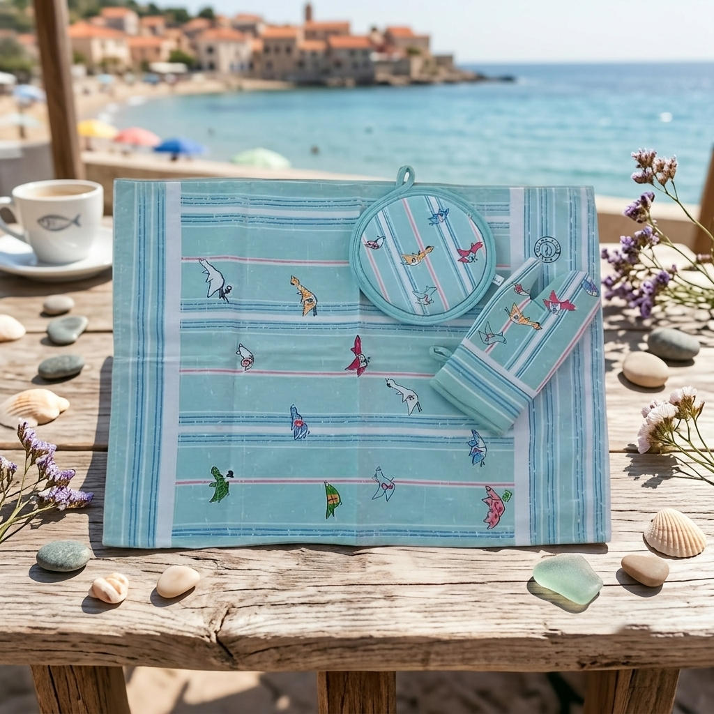 Egan Set 3pz Tovaglietta Guanto Presina Hotel Dadà Cotone
