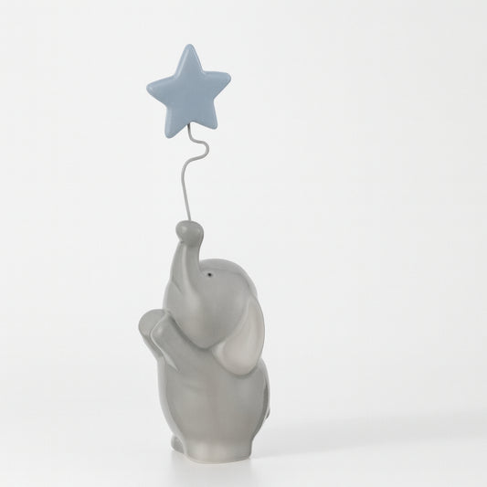 Elefante Ilary Queen in gres con stella rosa o celeste H 18 cm