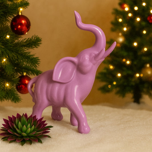 Elefante portafortuna Sharon in porcellana lilla 15x13 cm – Simbolo elegante di fortuna Made in Italy