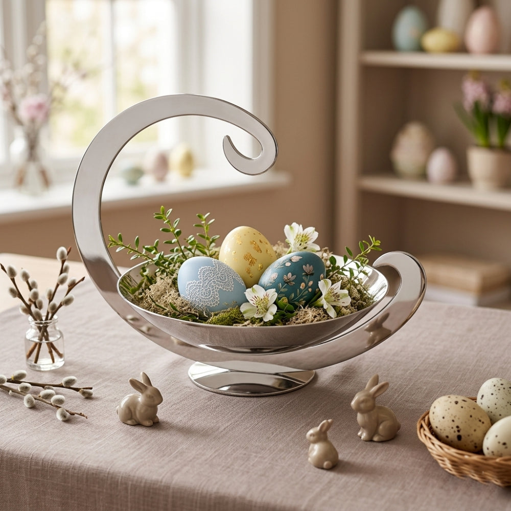 Elleffe Design Centrotavola Alzata Acciaio Inox Moderno 30 cm