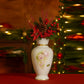 Emmebi Limoges D Etoile Vaso In Porcellana Fine H.27x12 Cm Con Decoro Rose E Filo Oro