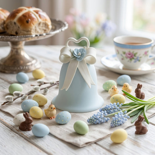 F.lli Majello Campana Capodimonte Porcellana Biscuit H 16 cm