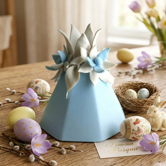 F.lli Majello Capodimonte Vasetto Diffusore Biscuit Ninfea Celeste 11 cm