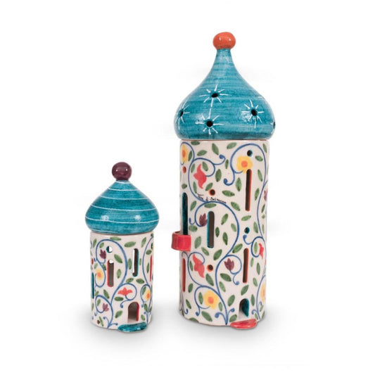FF 02 - LAMPADA CASETTA ARABA MISURA (H 30 CM) FF 03 - PORTACANDELE CASETTA ARABA MISURA (H 30 CM) FF 04 - LAMPADA TORRE ARABA MISURA (H 55 CM)