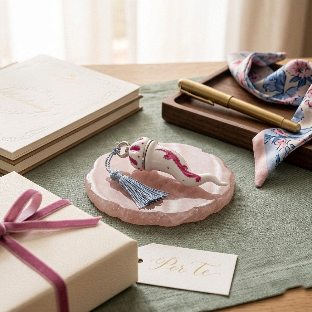 Sharon Corno Virgolette Porcellana Dipinta H18 cm Fuxia