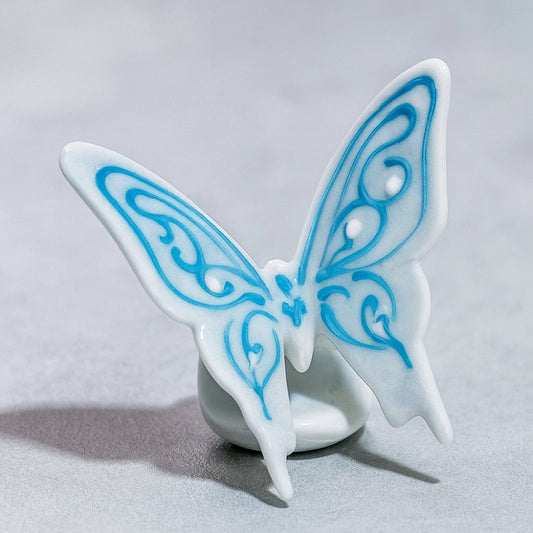 Farfalla in porcellana fine Sharon decorata con fiori H7,5x8 cm