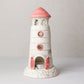 Faro Spago Di Terra in ceramica rossa H 18x9 cm porta candela artigianale