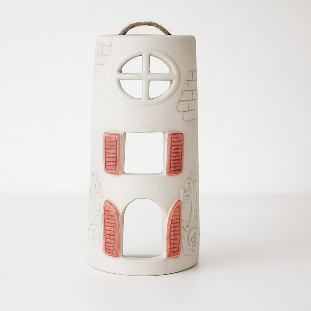 Finestra decorativa Spago Di Terra in ceramica rossa H 18x9 cm da muro