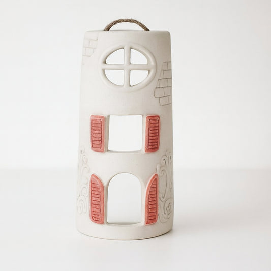 Finestra decorativa Spago Di Terra in ceramica rossa H 18x9 cm da muro
