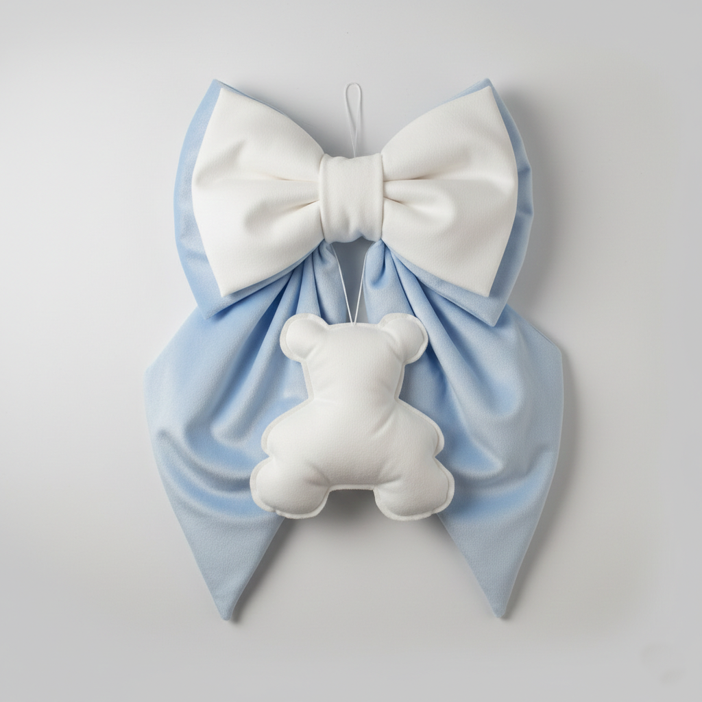 Fiocchi di Luce Fuoriporta Nascita Celeste in Ciniglia di Cotone 47x31 cm