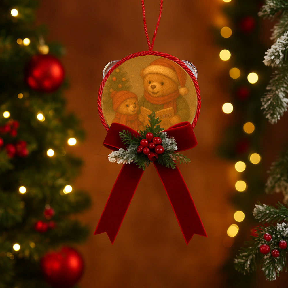 Fiocchi di Luce Orsetto del Cuore Tamorra Natalizia Ø10 cm L 23 cm (Cantore)