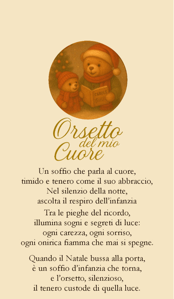 Fiocchi di Luce Orsetto del Cuore Tamorra Natalizia Ø10 cm L 23 cm (Cantore)