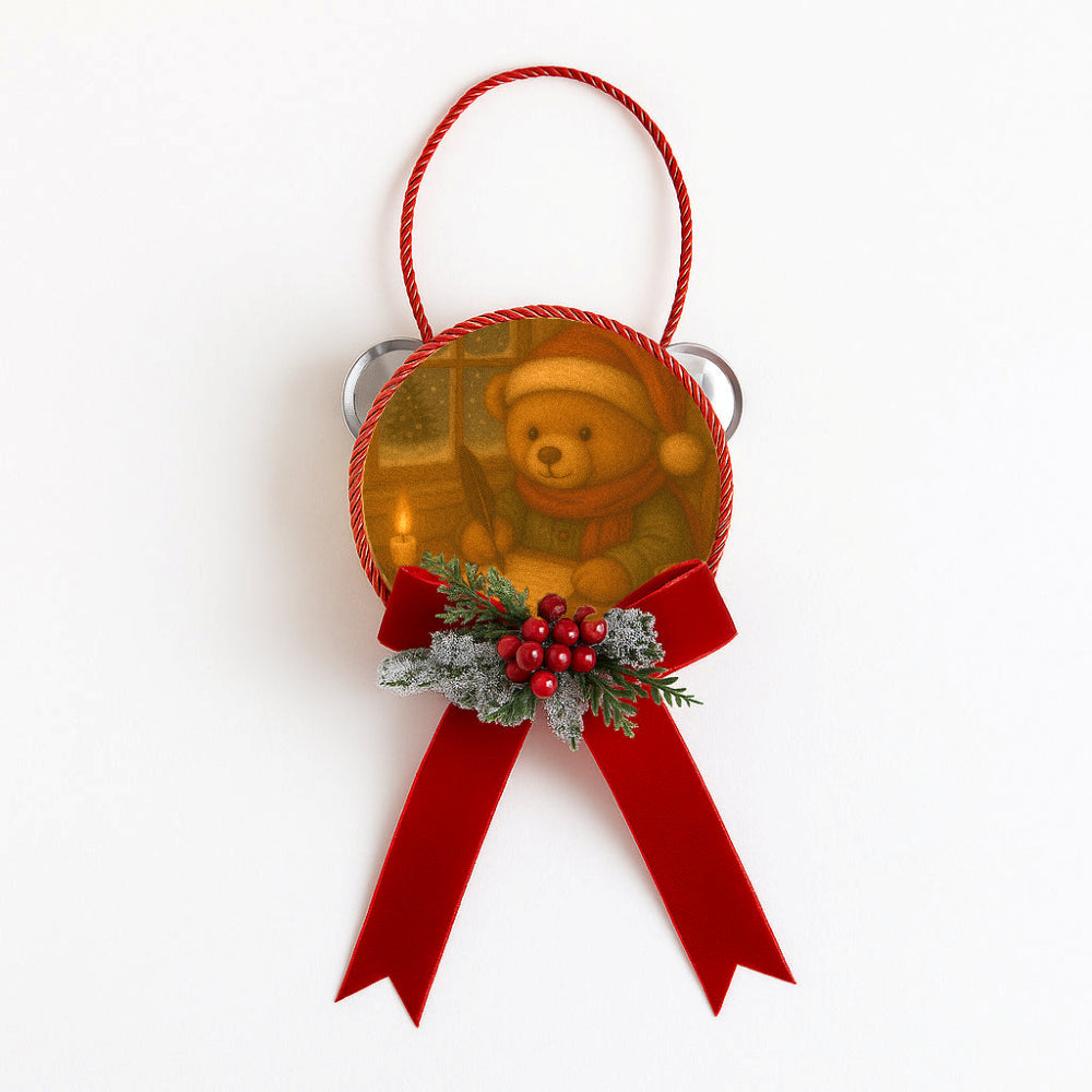 Fiocchi di Luce Orsetto del Cuore Tamorra Natalizia Ø10 cm L 23 cm (Lettera)