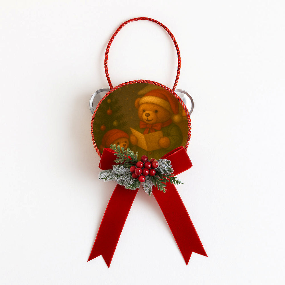 Fiocchi di Luce Orsetto del Cuore Tamorra Natalizia Ø10 cm L 23 cm (Poesia)