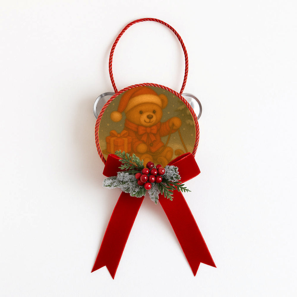 Fiocchi di Luce Orsetto del Cuore Tamorra Natalizia Ø10 cm L 23 cm (Slitta)