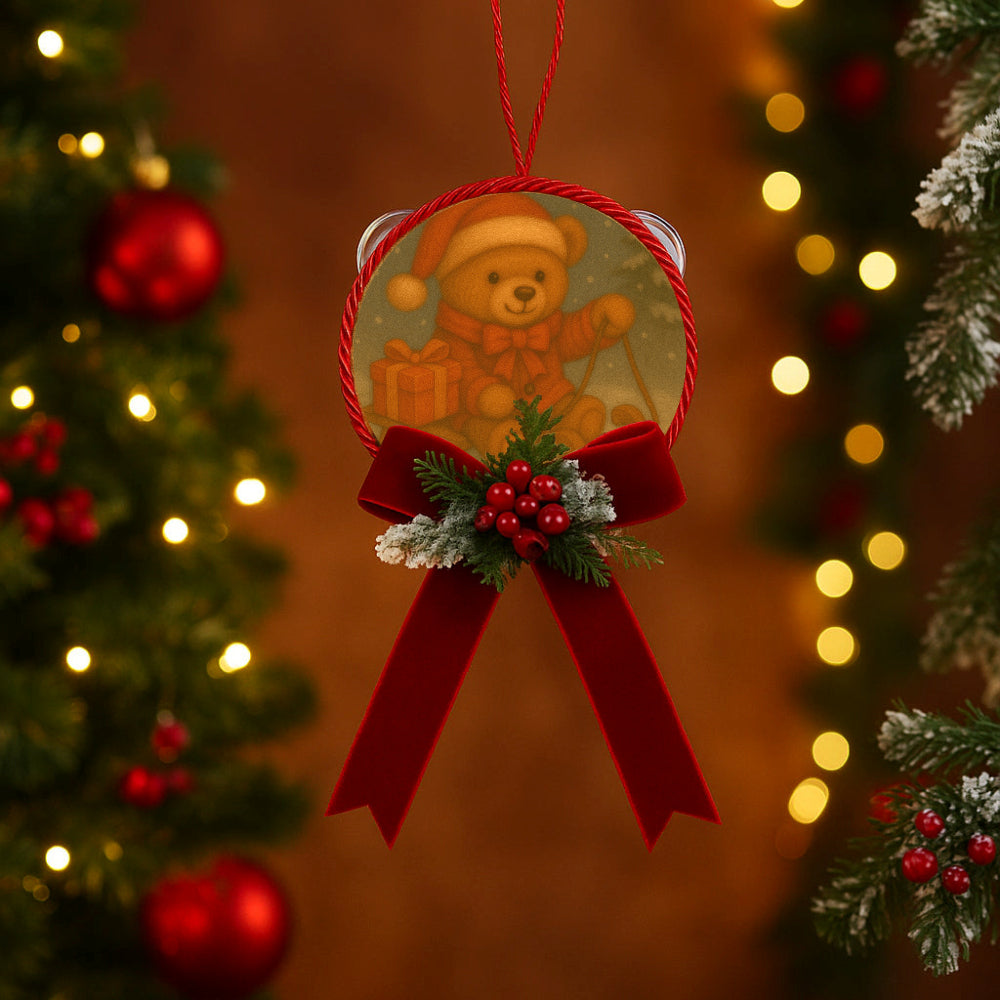 Fiocchi di Luce Orsetto del Cuore Tamorra Natalizia Ø10 cm L 23 cm (Slitta)