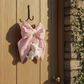 Fiocco fuoriporta nascita Fiocchi di Luce rosa in ciniglia di cotone con orsetto bianco 40x26 cm