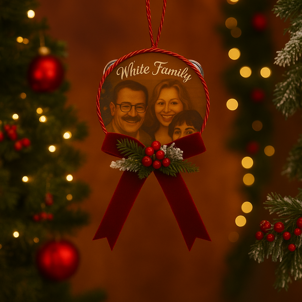 Fiocco natalizio personalizzato Fiocchi di Luce con tamorra artigianale e foto cliente