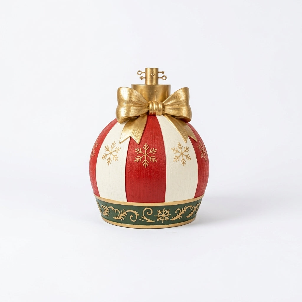 Base Albero di Natale a Sfera con Fiocco Rosso e Oro 42x42x51 cm