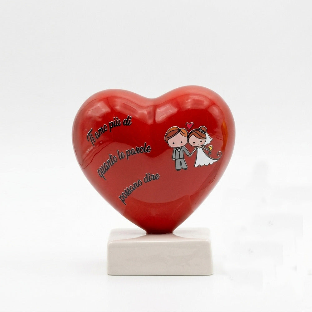 Twine of Earth Ceramic Heart on Base with Phrase 13 cm