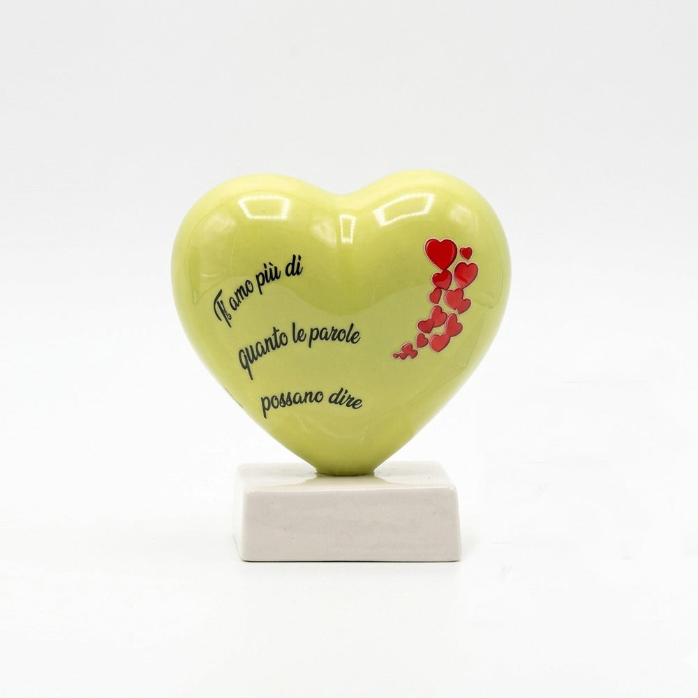 Twine of Earth Ceramic Heart on Base with Phrase 13 cm