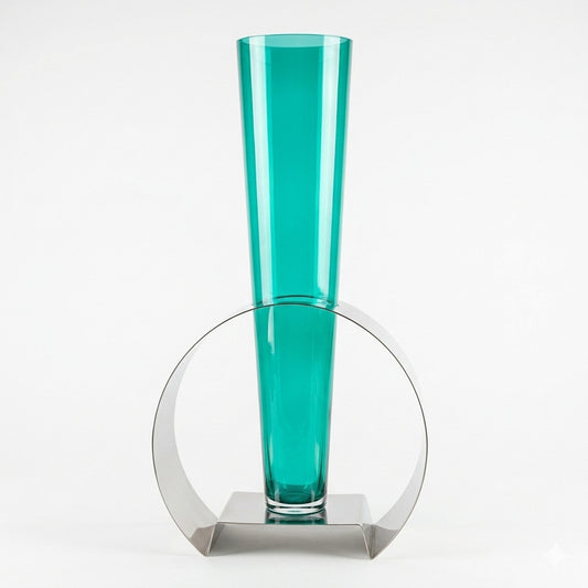 Sharon Vaso Bloom Metallo Cromo e Vetro H41x22 cm