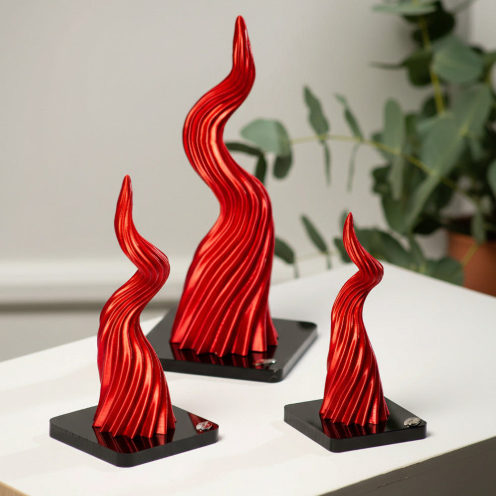 Ilary Queen Corno in PLA Rosso con Base Plex H 16/19/26 cm