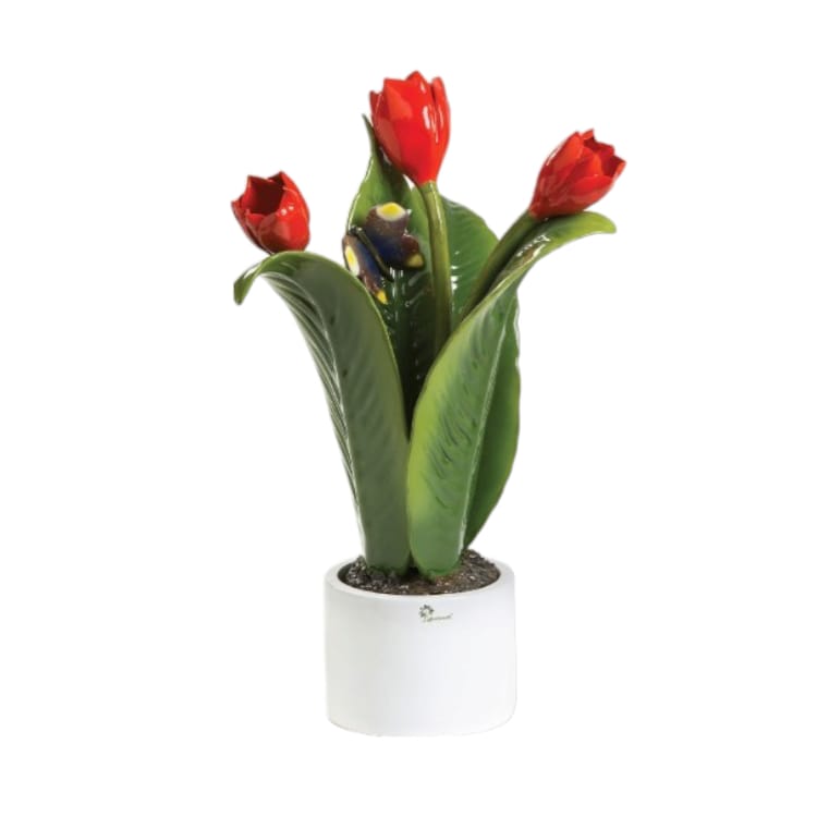 Gli Alberelli Piante Natura Grandi 40x60 cm Tulipani Elleboro Calla in Porcellana di Capodimonte Made In Italy