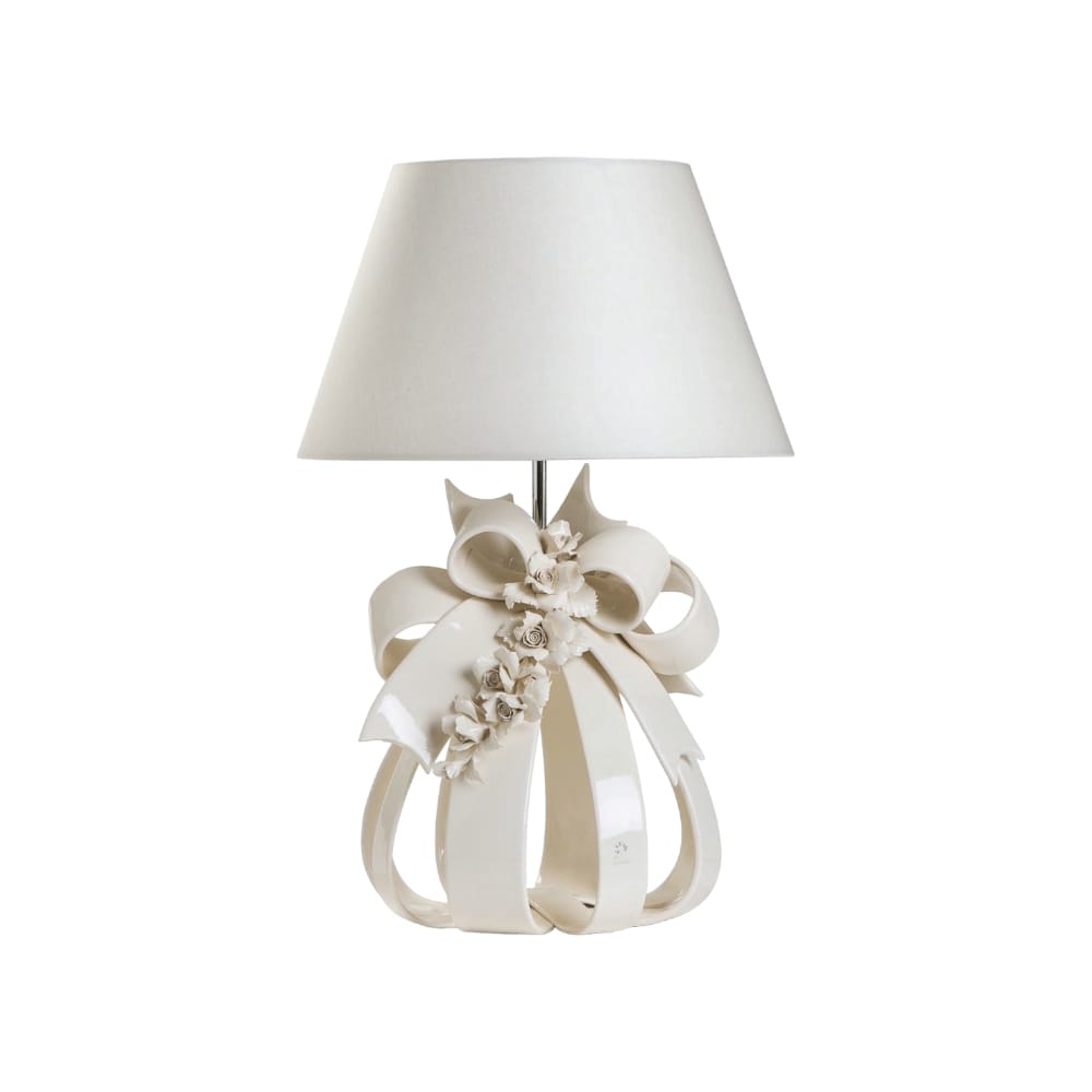 Gli Alberelli Sfera Bianca Decoro Rose Lampada 27x64cm Made Italy 0526